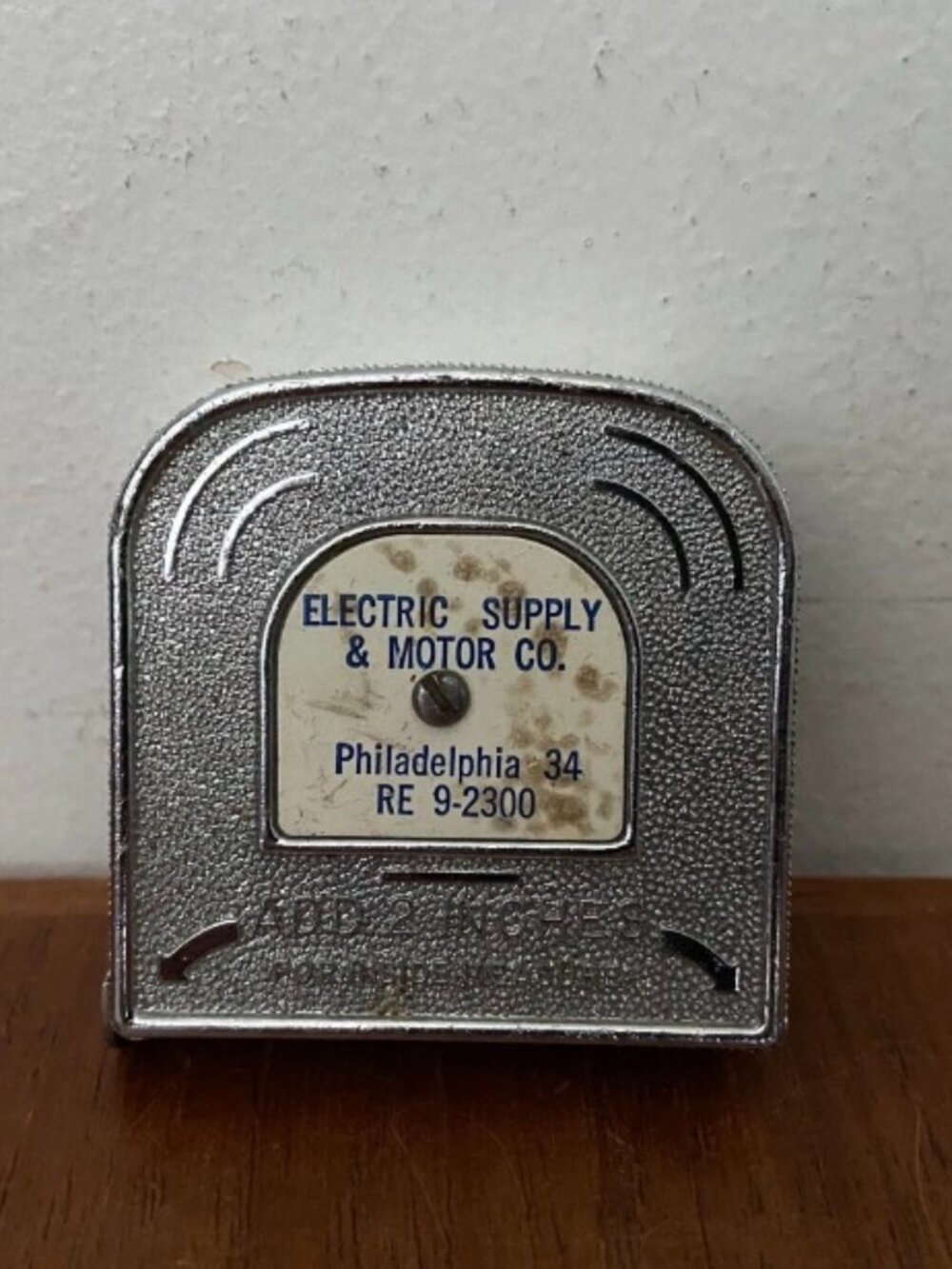 Vintage Philadelphia Electric Supply & Motor Company Metal 6-Ft Tape Measure USA